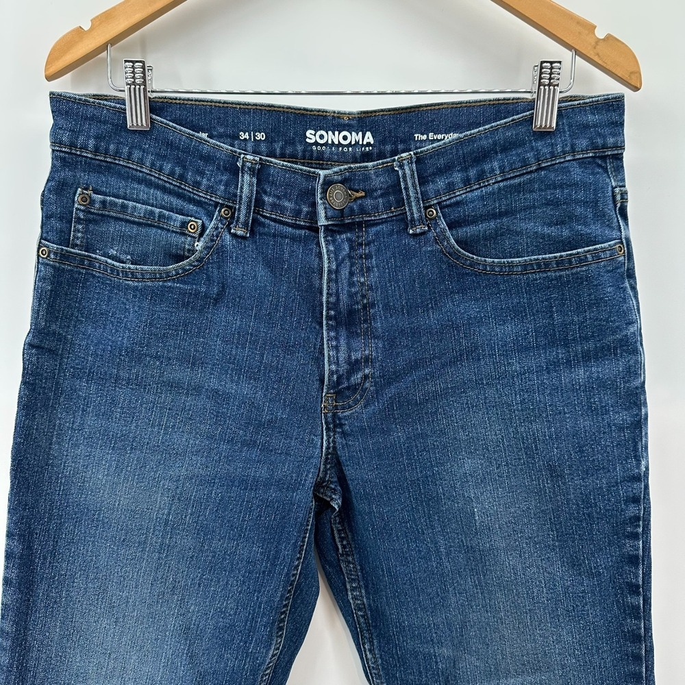 Sonoma Goods For Life The Everyday Jean Mens 34x30 Blue Straight Leg Regular Fit